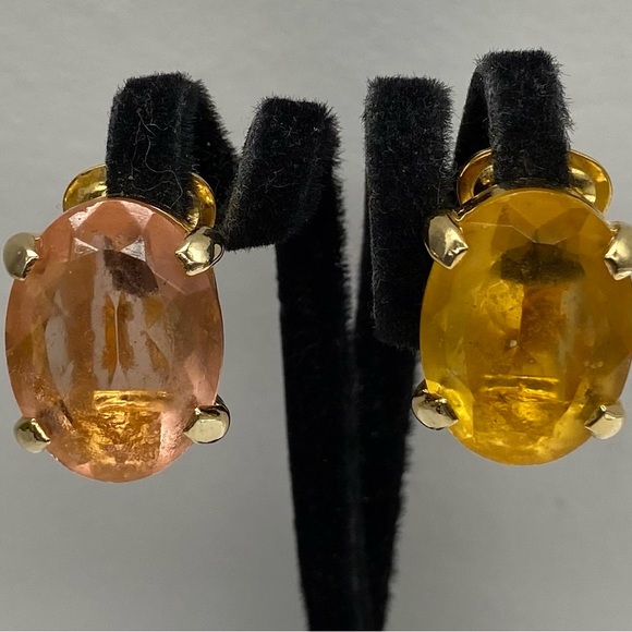 VINTAGE 80'S DAVID GRAU LARGE CRYSTAL DECO CLIP EARRINGS - Picture 2 of 5